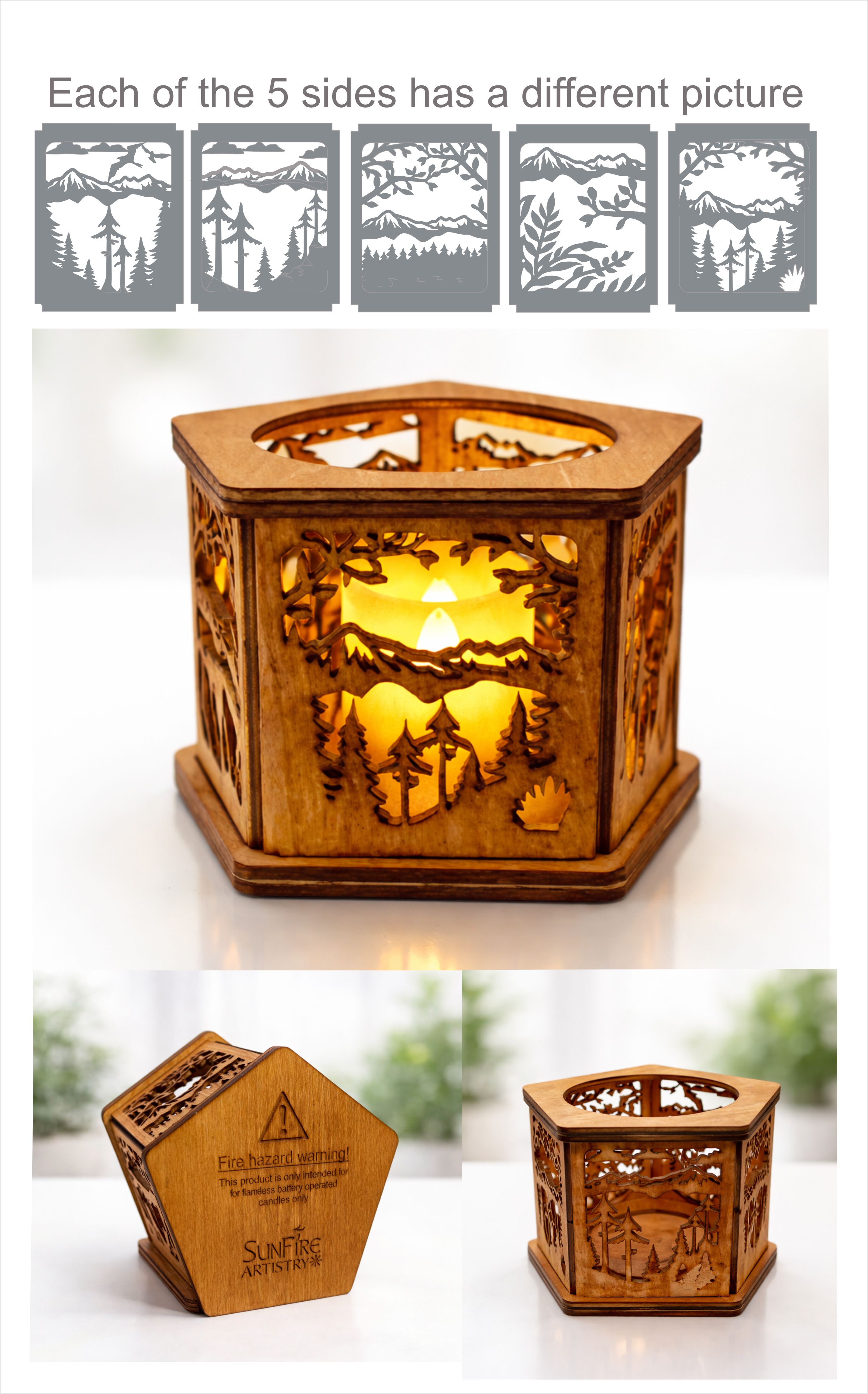 (image for) Evergreens and mountains votive candle holder